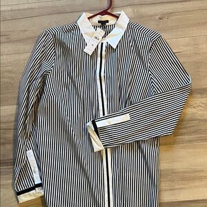 Ann Taylor Women's Black and White Striped Blouse